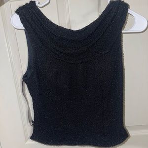 Vintage Cecily Brown Beaded Silk Black Blouse